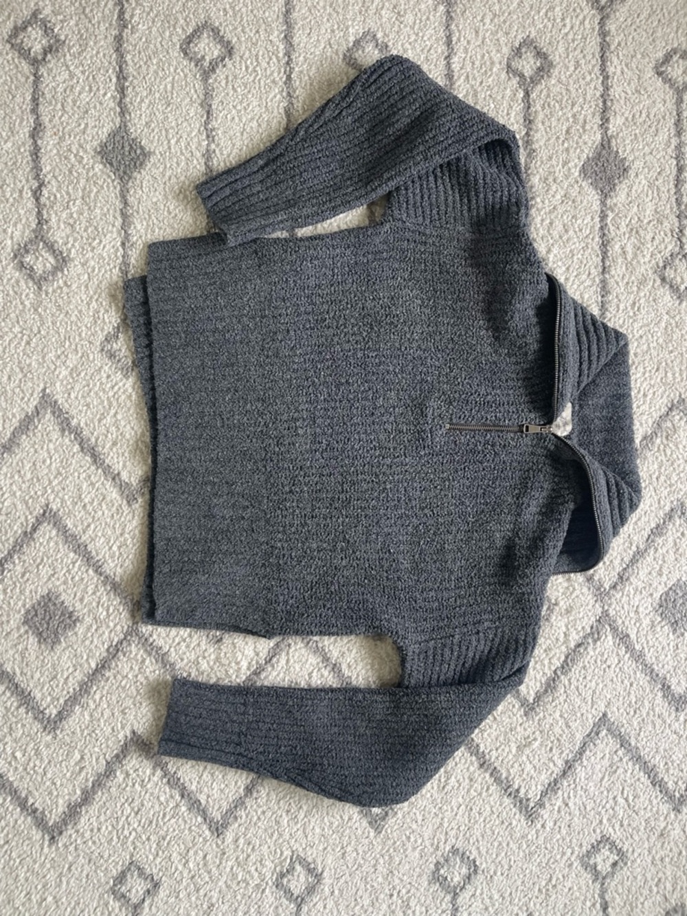 Universal Thread Gray Textured Half-Zip Pullover